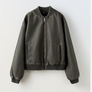 Zara Faux Leather Bomber Jacket